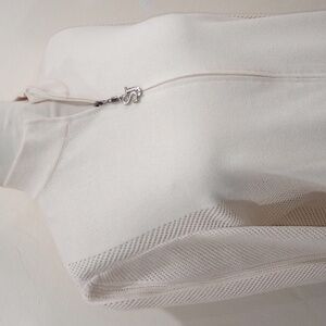 St John Sport Open Knit Wool Cream Zip Up Cardigan, Size M